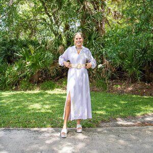 HerStory Purple Isabelle Maxi Cover Up Linen Orchid Hush by Cartolina in Small